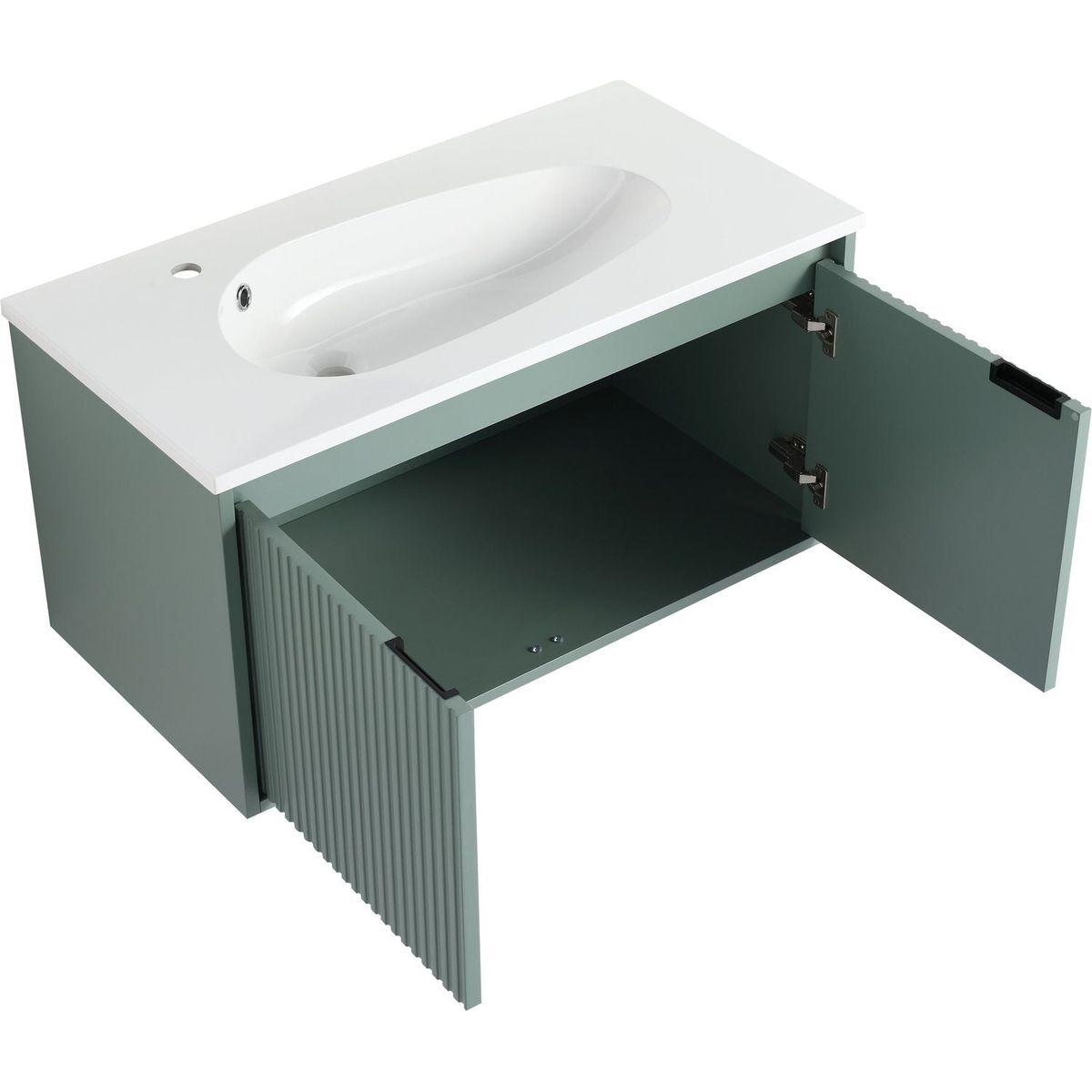 36" Floating Bathroom Vanity with Drop-Shaped Resin Sink