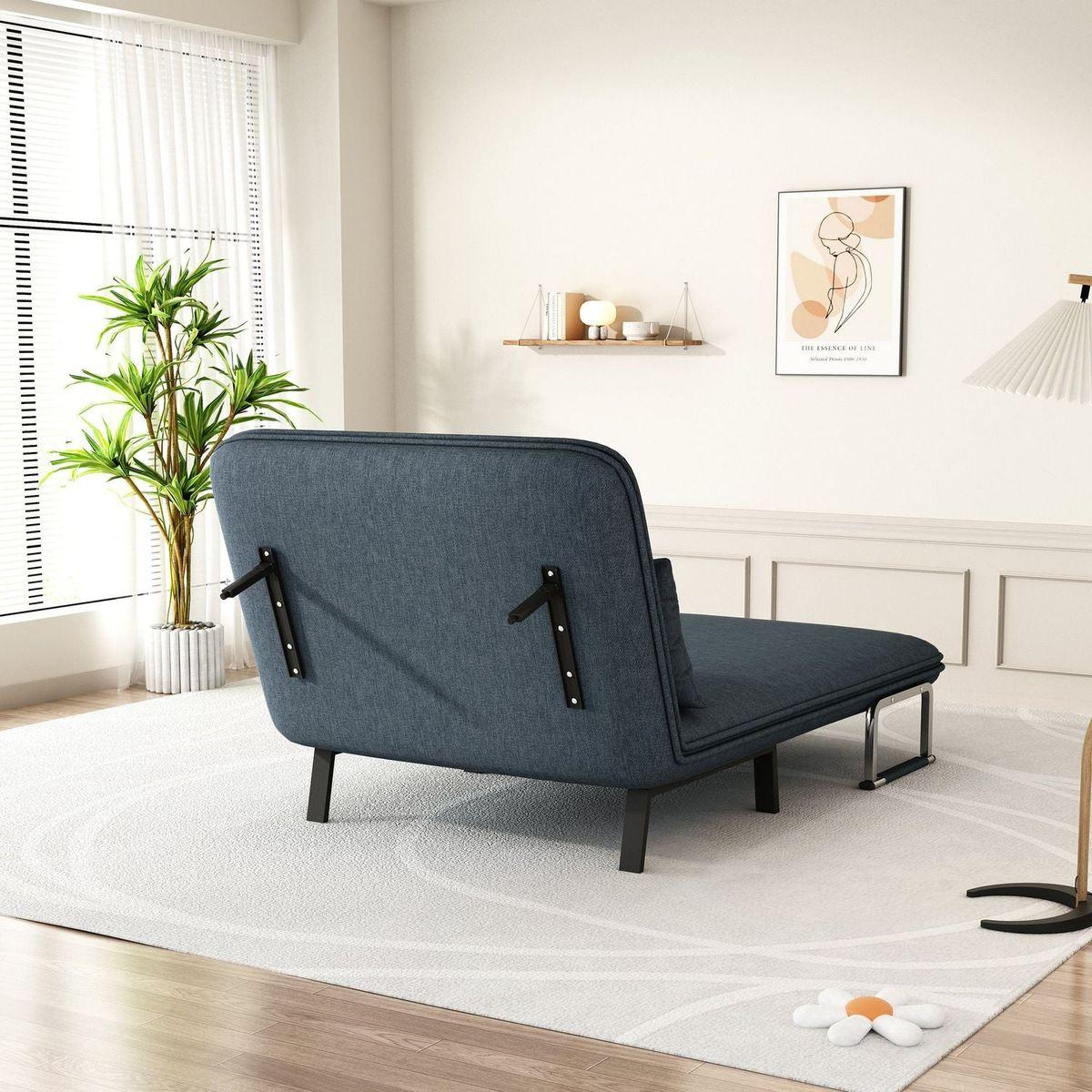 39"Convertible Chair Bed, Tri-Fold Sofa Bed with Adjustable Backrest & Pillow, Leisure Chaise Lounge Couch with Sturdy Steel Frame for Home & Office, Comfortable Sleeper Chair