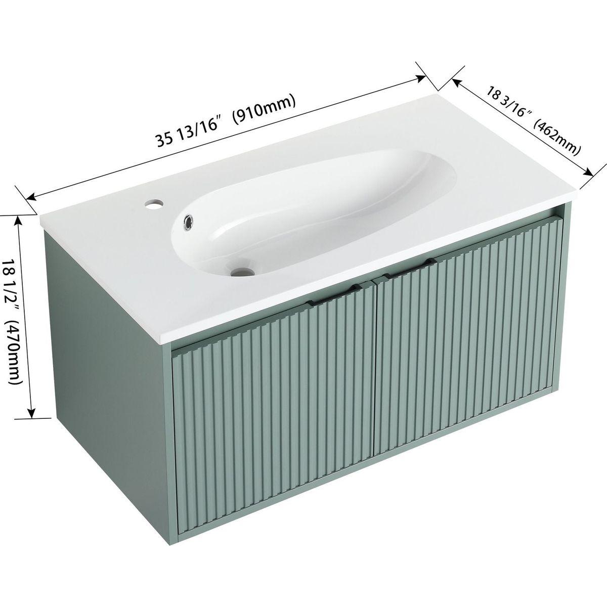 36" Floating Bathroom Vanity with Drop-Shaped Resin Sink