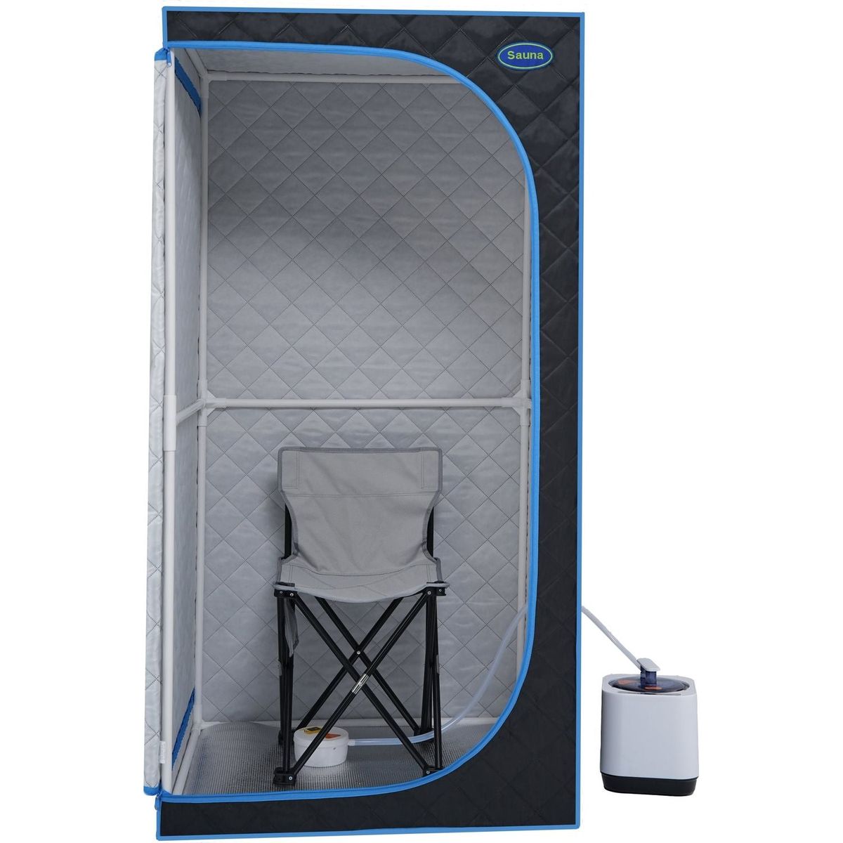 Portable Black Full Size Steam Sauna tent"ersonal Home Spa, with Steam Generator, Remote Control, Foldable Chair, PVC pipes. Easy to Install,fast heating, with FCC & UL Certification.