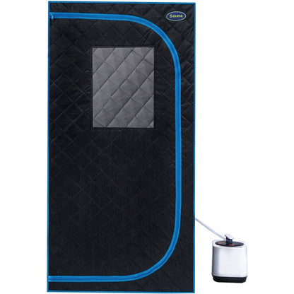 Portable Black Full Size Steam Sauna tent"ersonal Home Spa, with Steam Generator, Remote Control, Foldable Chair, PVC pipes. Easy to Install,fast heating, with FCC & UL Certification.