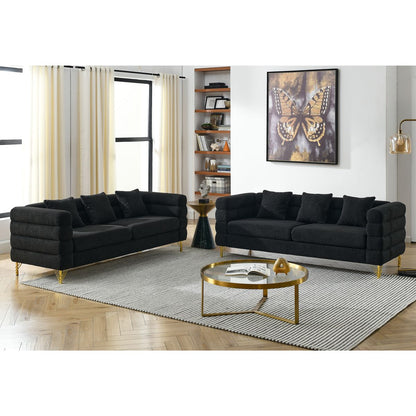 3-seater + 3-seater Combination sofa.BLACK teddy
