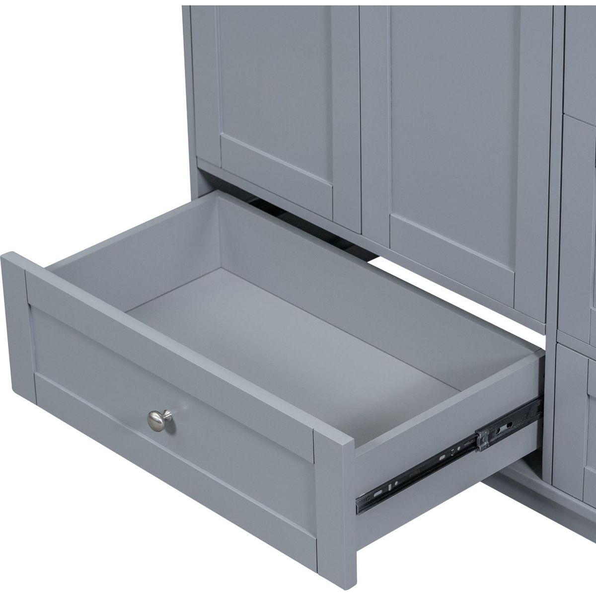 [Cabinet Only] 36" Bathroom Vanity-Grey Blue(Sink not included)