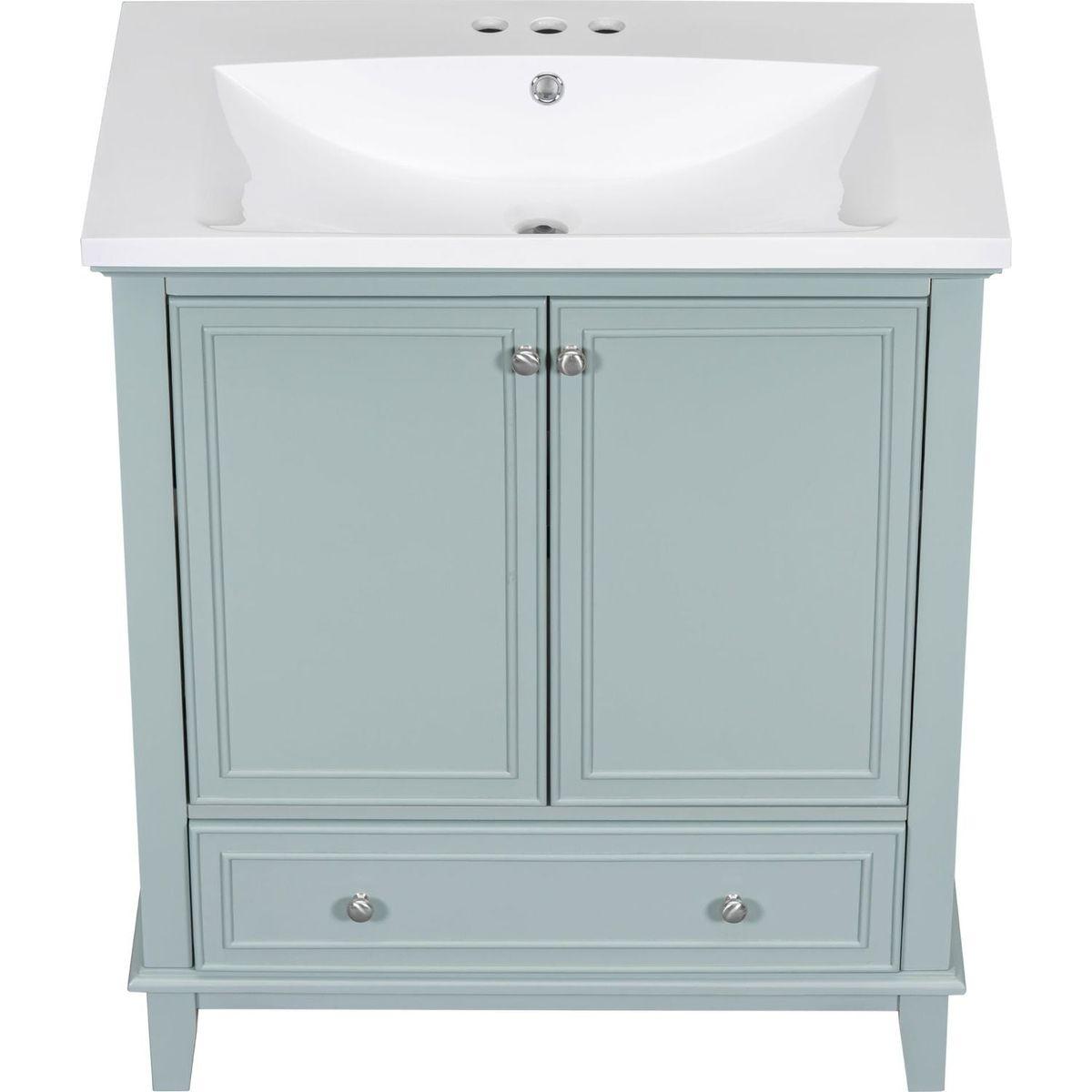 30" Bathroom Vanity with Sink Combo, Multi-functional Bathroom Cabinet with Doors and Drawer, Solid Frame and MDF Board, Green