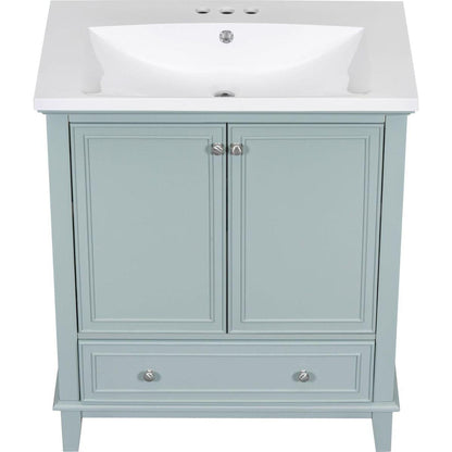 30" Bathroom Vanity with Sink Combo, Multi-functional Bathroom Cabinet with Doors and Drawer, Solid Frame and MDF Board, Green