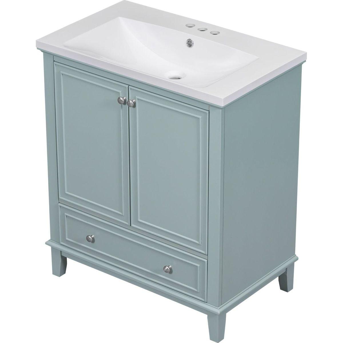 30" Bathroom Vanity with Sink Combo, Multi-functional Bathroom Cabinet with Doors and Drawer, Solid Frame and MDF Board, Green