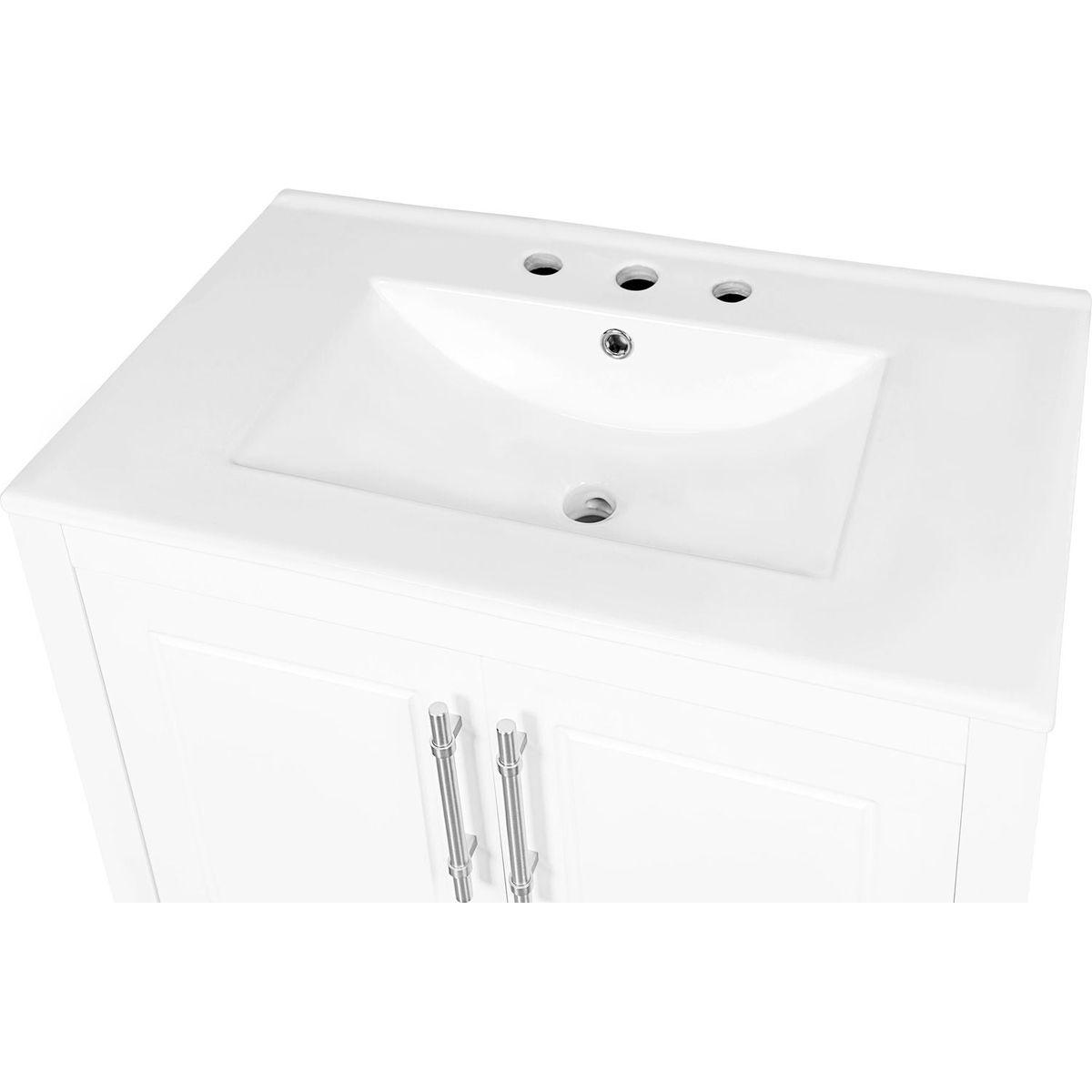 30" Bathroom Vanity with Sink, Multi-functional Bathroom Cabinet with Doors and Drawers, Solid Frame and MDF Board, White