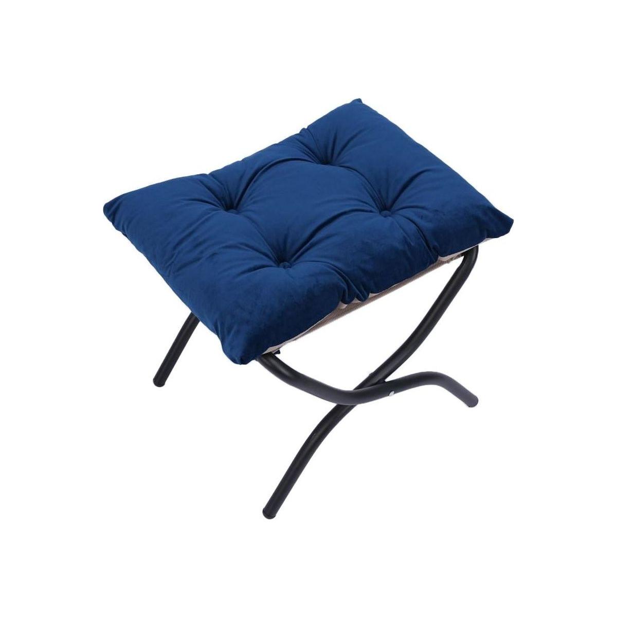 Living Room Chairs Modern Cotton Fabric Lazy Chair, Accent Contemporary Lounge Chair, Single Steel Frame Leisure Sofa Chair with Armrests and A Side Pocket (Blue), with ottoman, with footrest