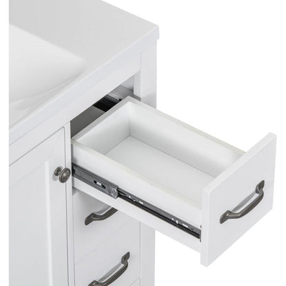 36" Bathroom Vanity without Sink, Cabinet Base Only, Six Drawers, Multi-Functional Drawer Divider, Adjustable Shelf, White