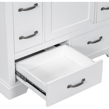 36" Bathroom Vanity with Sink Combo, Six Drawers, Multi-Functional Drawer Divider, Adjustable Shelf, White