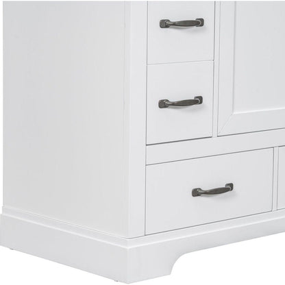 36" Bathroom Vanity with Sink Combo, Six Drawers, Multi-Functional Drawer Divider, Adjustable Shelf, White