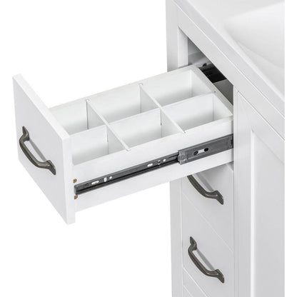 36" Bathroom Vanity with Sink Combo, Six Drawers, Multi-Functional Drawer Divider, Adjustable Shelf, White