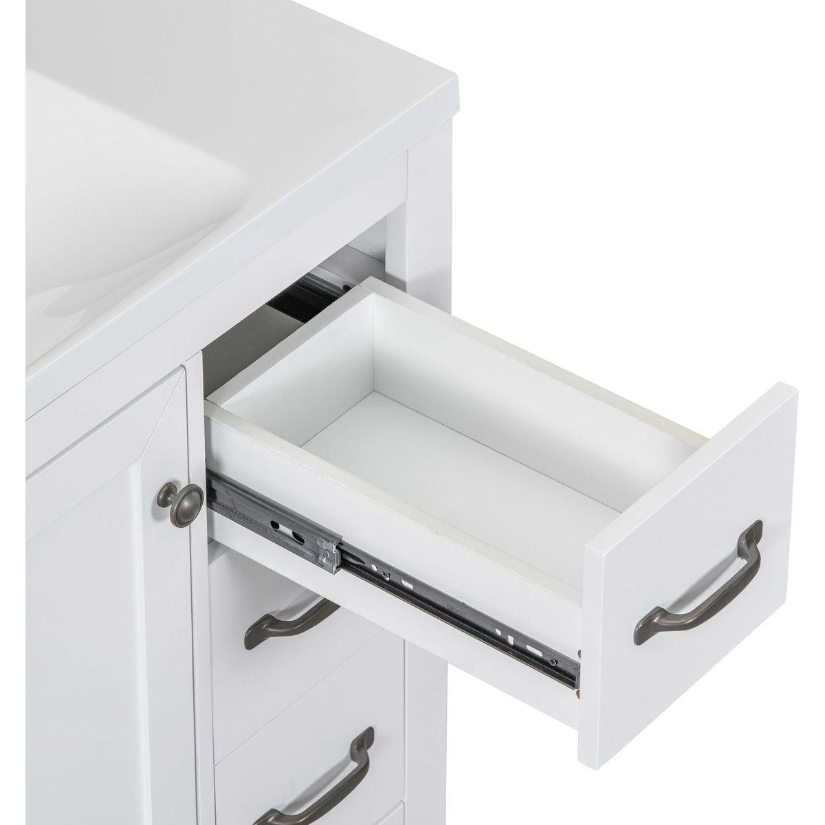 36" Bathroom Vanity with Sink Combo, Six Drawers, Multi-Functional Drawer Divider, Adjustable Shelf, White