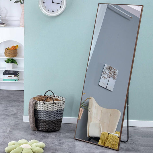 Clean and beautiful solid wood frame full-length mirror, dressing mirror, bedroom porch, decorative mirror, clothing store, floor standing large mirror, wall mounted. 65 "x 23"