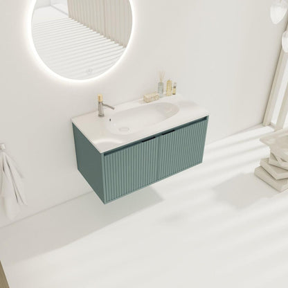 36" Floating Bathroom Vanity with Drop-Shaped Resin Sink