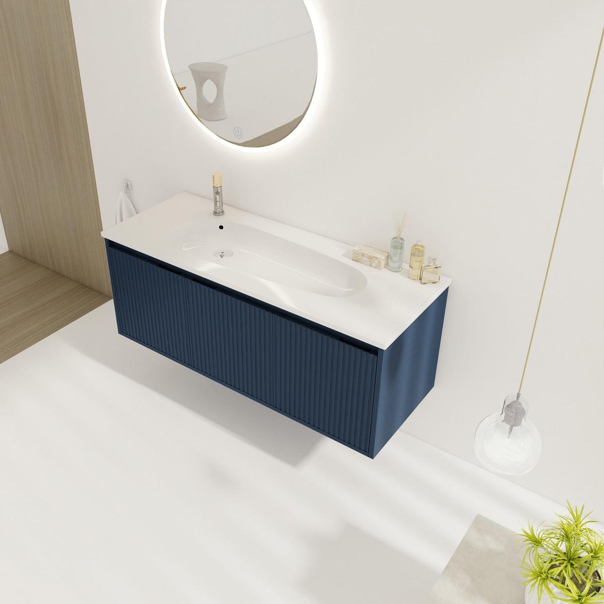 48" Floating Bathroom Vanity with Drop-Shaped Resin Sink