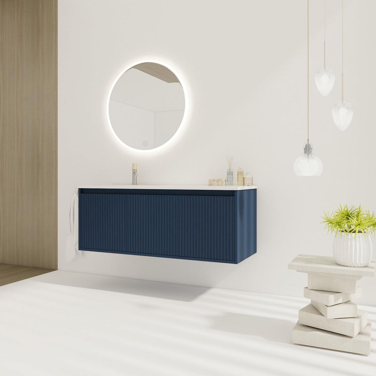 48" Floating Bathroom Vanity with Drop-Shaped Resin Sink