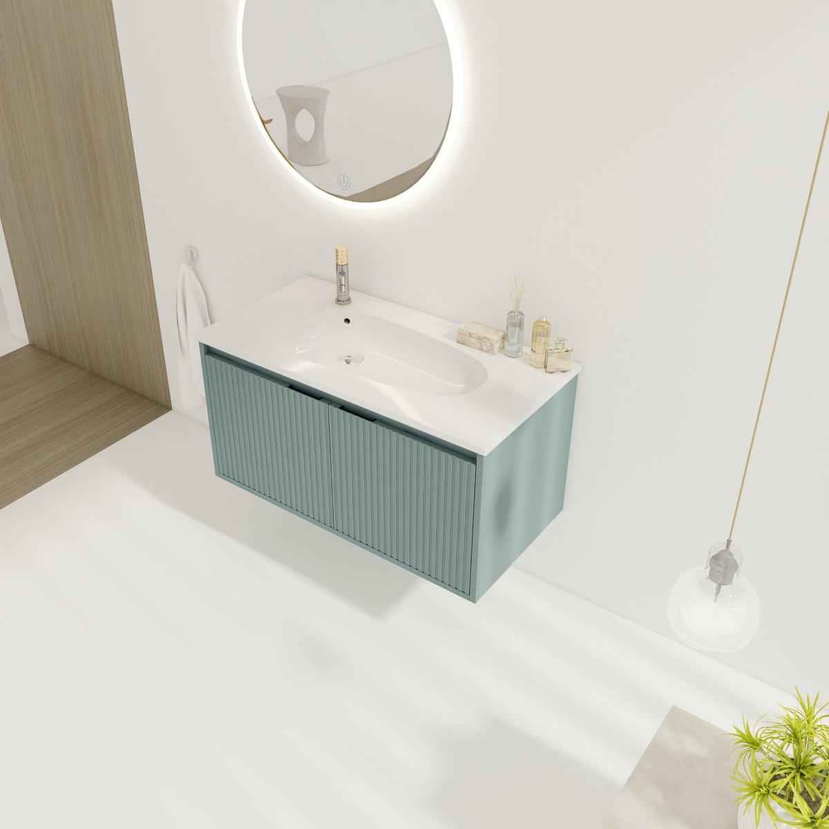 36" Floating Bathroom Vanity with Drop-Shaped Resin Sink