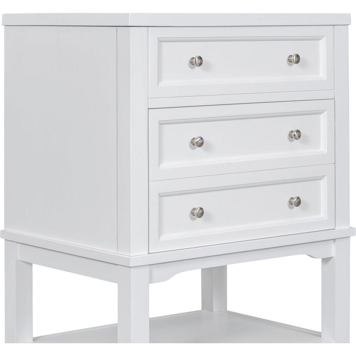 24" Bathroom Vanity With Sink, Bathroom Storage Cabinet with Drawer and Open Shelf, Solid Wood Frame, White