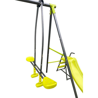 XNS052 green and blue interesting six function swingset with net swing metal plastic safe swing set 440lbs for outdoor playground for age 3+ with 31.5in net swing
