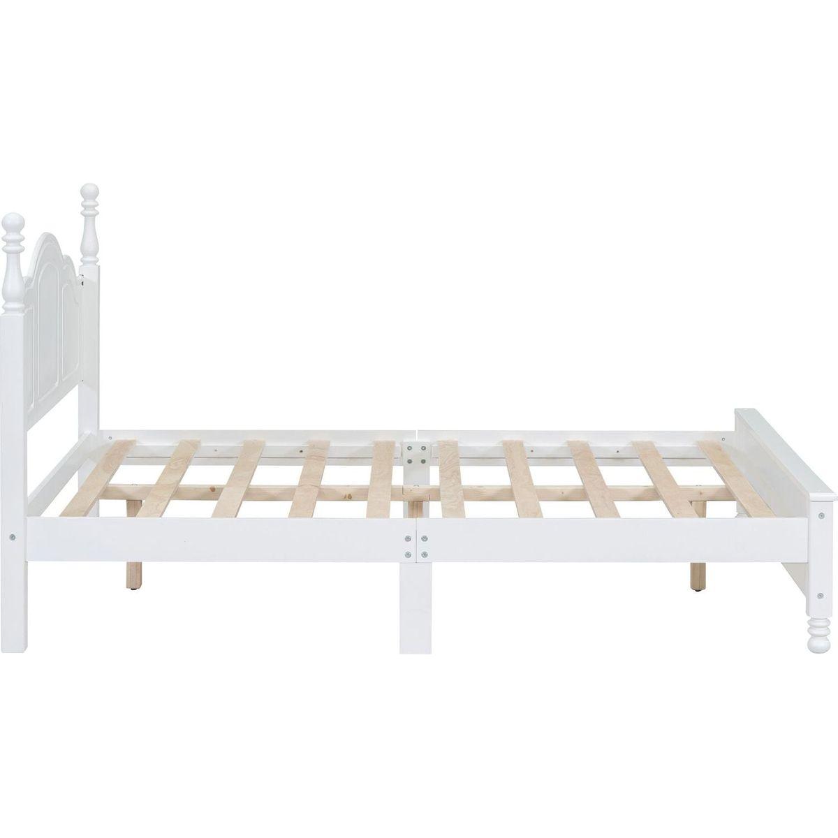 3-Pieces Bedroom Sets,Full Size Wood Platform Bed and Two Nightstands-White