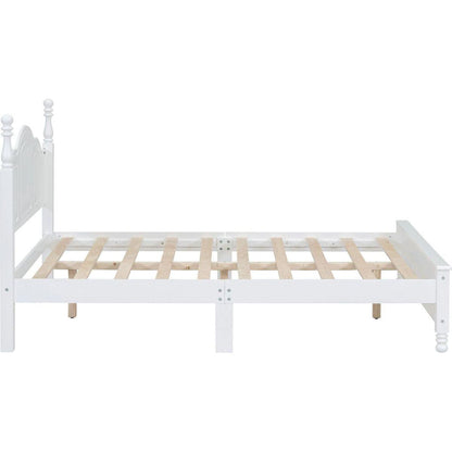 3-Pieces Bedroom Sets,Full Size Wood Platform Bed and Two Nightstands-White