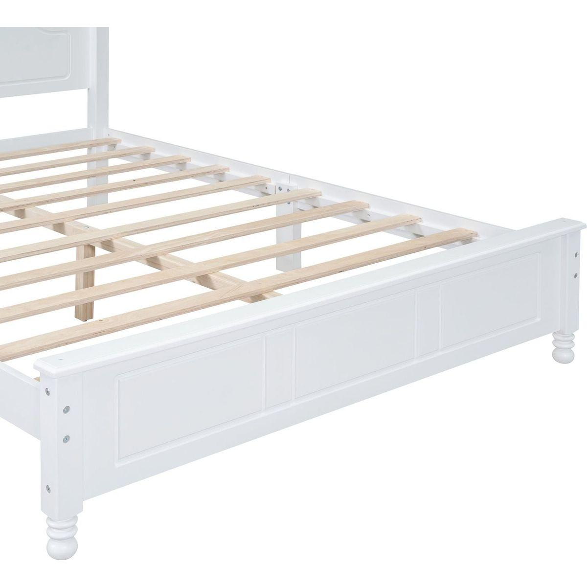 3-Pieces Bedroom Sets,Queen Size Wood Platform Bed and Two Nightstands-White