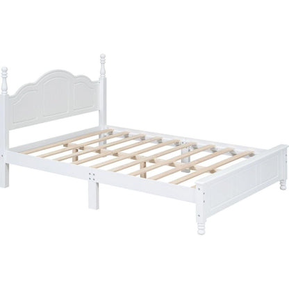 3-Pieces Bedroom Sets,Full Size Wood Platform Bed and Two Nightstands-White