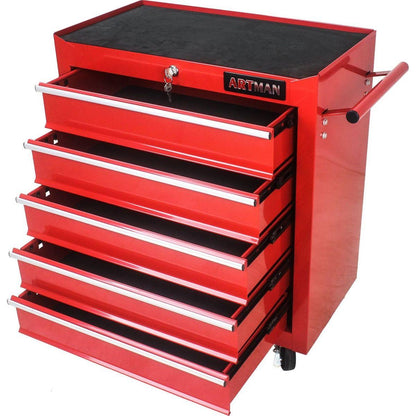 5 DRAWERS MULTIFUNCTIONAL TOOL CART WITH WHEELS-RED