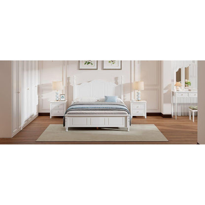 3-Pieces Bedroom Sets,Full Size Wood Platform Bed and Two Nightstands-White