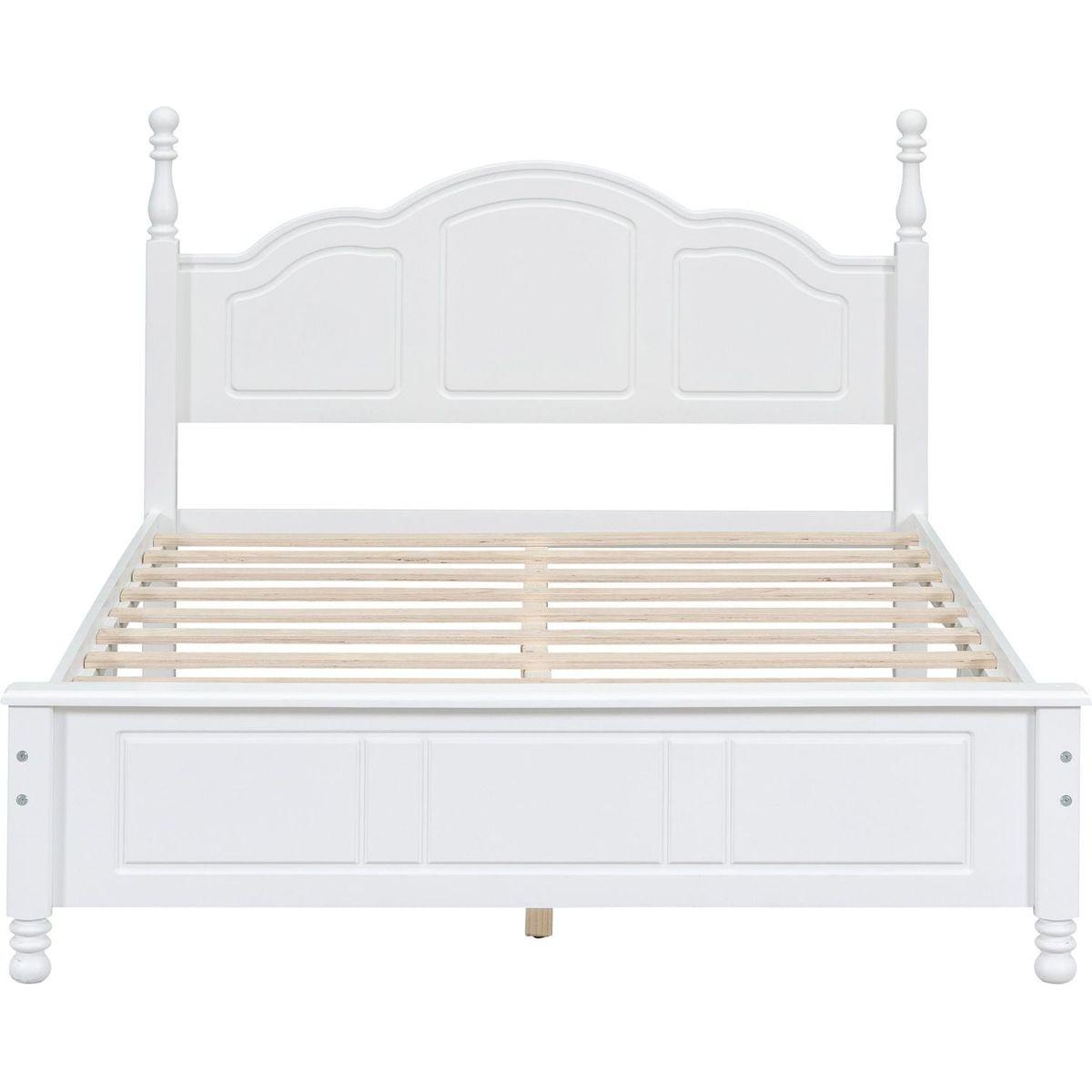 3-Pieces Bedroom Sets,Full Size Wood Platform Bed and Two Nightstands-White