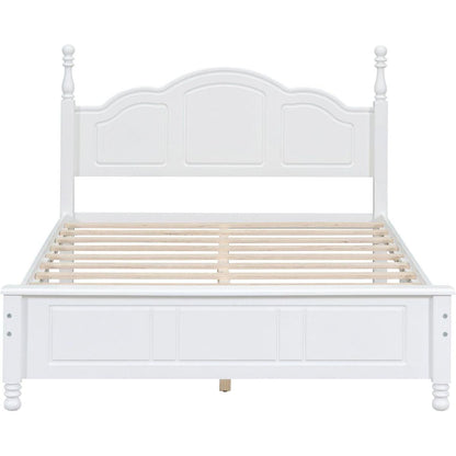 3-Pieces Bedroom Sets,Full Size Wood Platform Bed and Two Nightstands-White