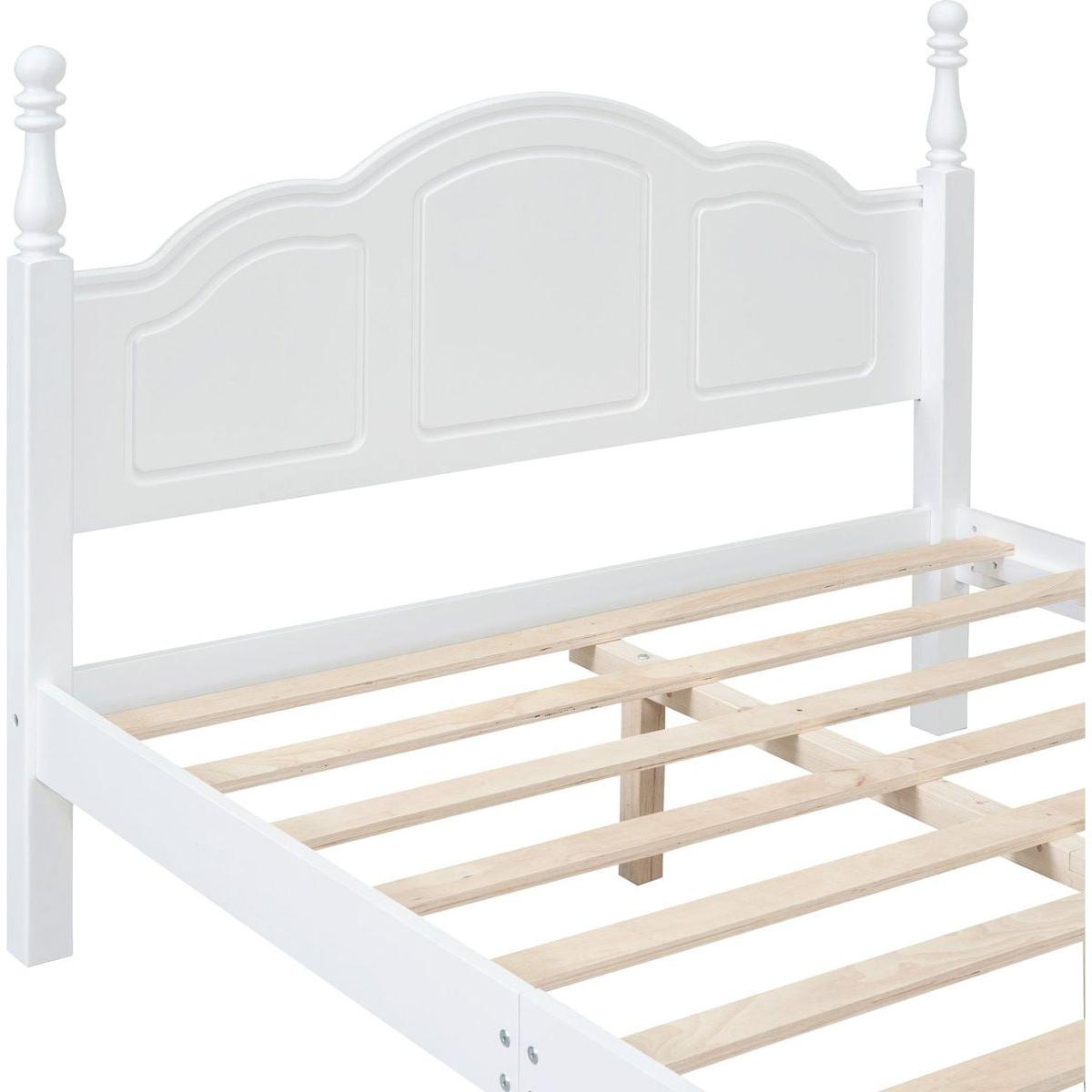 3-Pieces Bedroom Sets,Full Size Wood Platform Bed and Two Nightstands-White