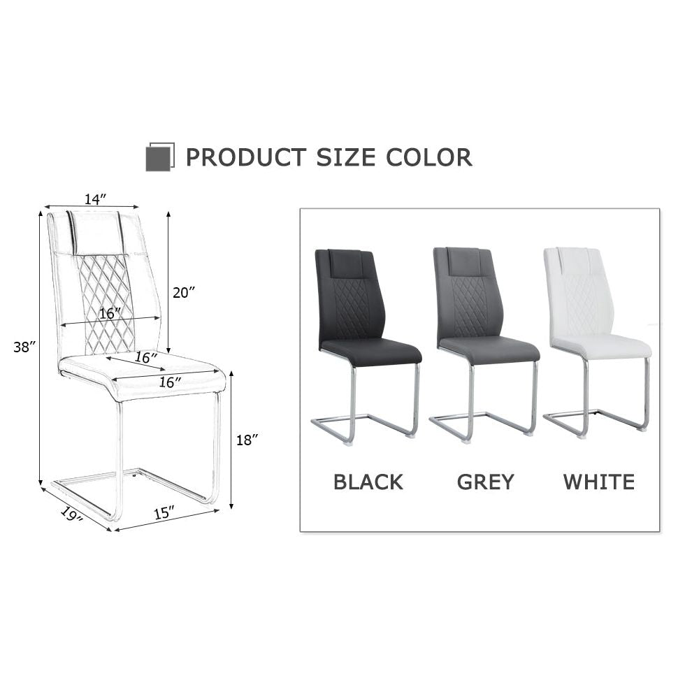 Modern Dining Chairs with Faux Leather Padded Seat Dining Living Room Chairs Upholstered Chair with Metal Legs Design for Kitchen, Living, Bedroom, Dining Room Side Chairs Set of 4 (Grey+PU)