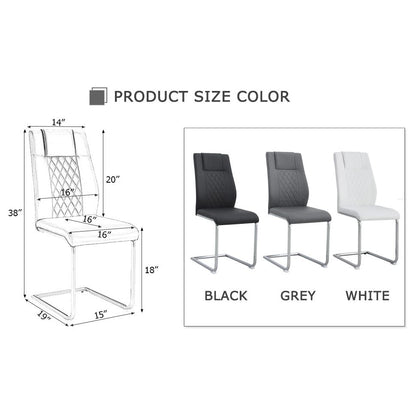 Modern Dining Chairs with Faux Leather Padded Seat Dining Living Room Chairs Upholstered Chair with Metal Legs Design for Kitchen, Living, Bedroom, Dining Room Side Chairs Set of 4 (Grey+PU)