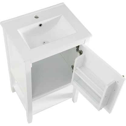 20" Bathroom Vanity with Sink, Bathroom Cabinet with Soft Closing Door, Storage Rack and Open Shelf, White