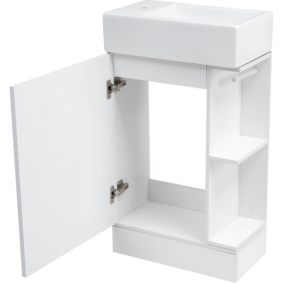 18.6" Bathroom Vanity with Sink, Bathroom Vanity Cabinet with Two-tier Shelf, Left or Right Orientation, White