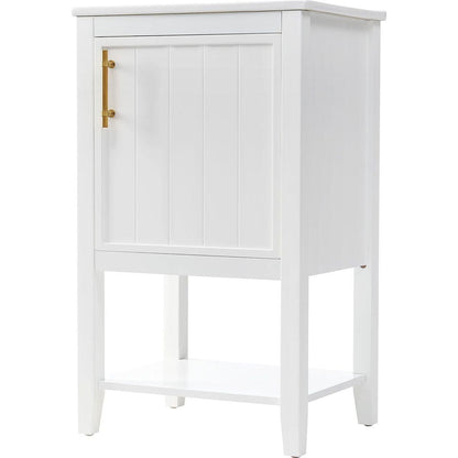 20" Bathroom Vanity with Sink, Bathroom Cabinet with Soft Closing Door, Storage Rack and Open Shelf, White