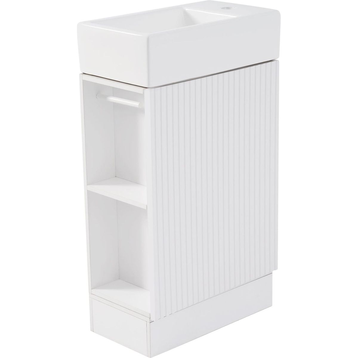 18.6" Bathroom Vanity with Sink, Bathroom Vanity Cabinet with Two-tier Shelf, Left or Right Orientation, White