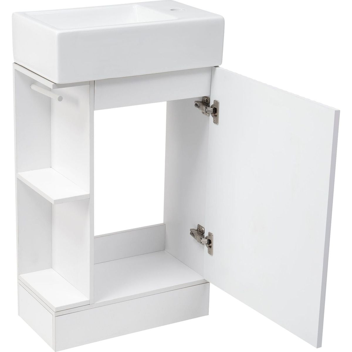 18.6" Bathroom Vanity with Sink, Bathroom Vanity Cabinet with Two-tier Shelf, Left or Right Orientation, White