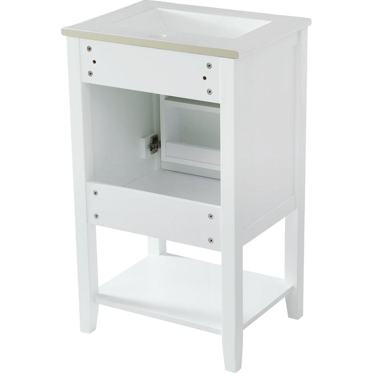 20" Bathroom Vanity with Sink, Bathroom Cabinet with Soft Closing Door, Storage Rack and Open Shelf, White