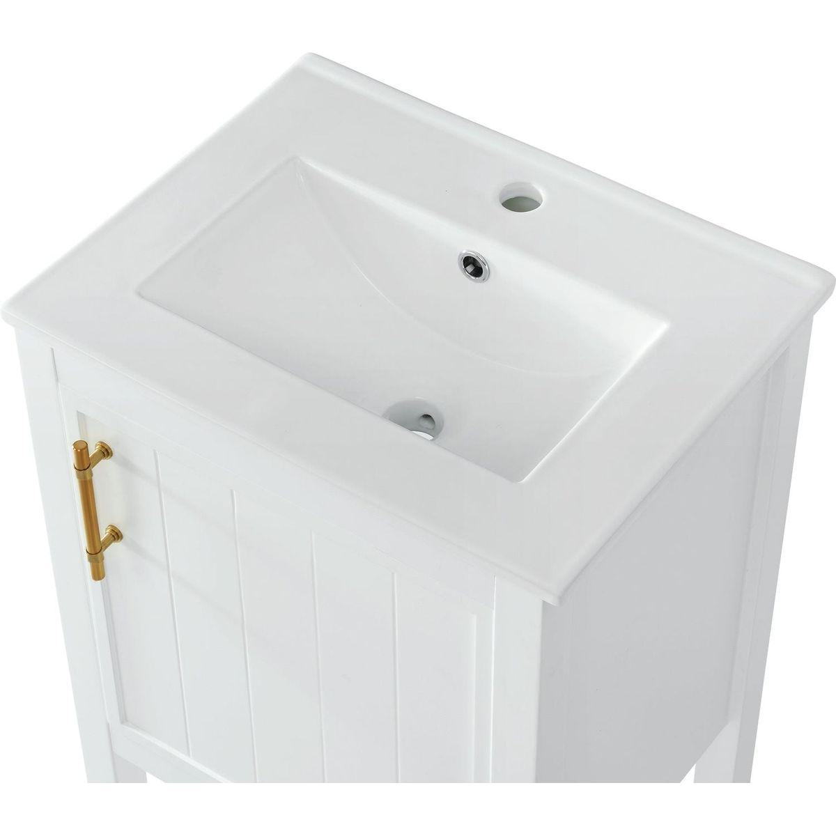 20" Bathroom Vanity with Sink, Bathroom Cabinet with Soft Closing Door, Storage Rack and Open Shelf, White