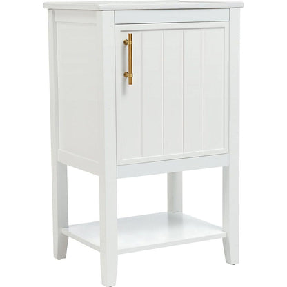 20" Bathroom Vanity with Sink, Bathroom Cabinet with Soft Closing Door, Storage Rack and Open Shelf, White