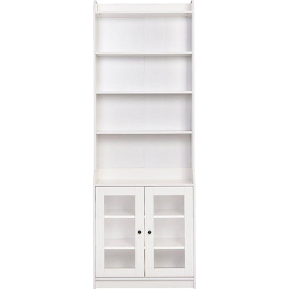 Elegant Tall Cabinet with Acrylic Board Door, Versatile Sideboard with Graceful Curves, Contemporary Bookshelf with Adjustable Shelves for Living Room, White