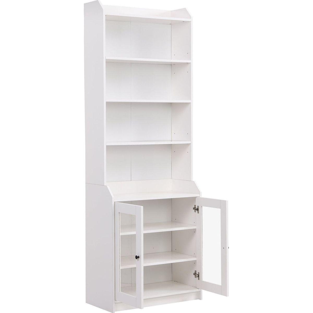 Elegant Tall Cabinet with Acrylic Board Door, Versatile Sideboard with Graceful Curves, Contemporary Bookshelf with Adjustable Shelves for Living Room, White