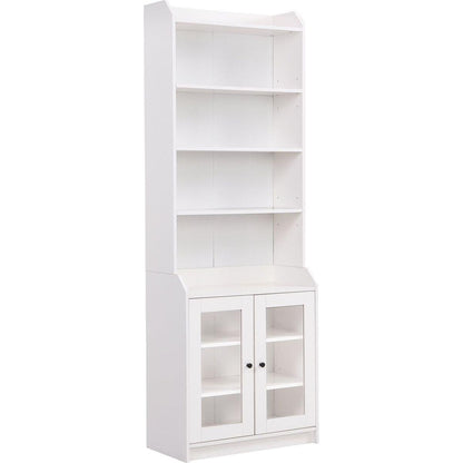 Elegant Tall Cabinet with Acrylic Board Door, Versatile Sideboard with Graceful Curves, Contemporary Bookshelf with Adjustable Shelves for Living Room, White