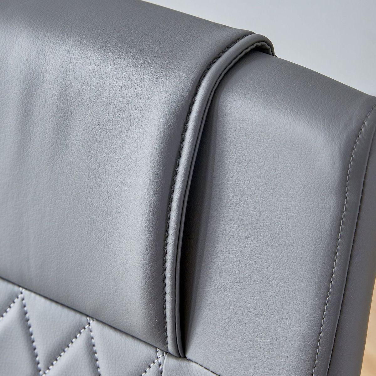 Modern Dining Chairs with Faux Leather Padded Seat Dining Living Room Chairs Upholstered Chair with Metal Legs Design for Kitchen, Living, Bedroom, Dining Room Side Chairs Set of 4 (Grey+PU)