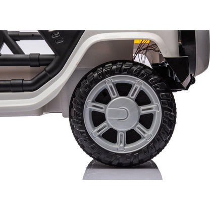 12v7a 30wx2 Four-wheel drive leather seat one button start,forward and backward, high and low speed, music, front light, power display, two doors can open, 2.4G R/C, seat belt four wheel absorber