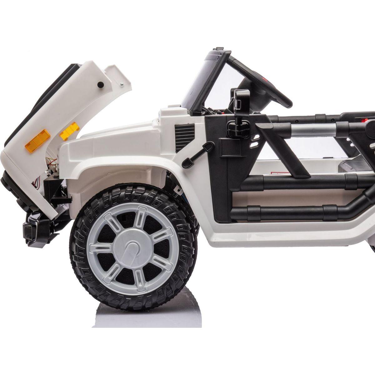 12v7a 30wx2 Four-wheel drive leather seat one button start,forward and backward, high and low speed, music, front light, power display, two doors can open, 2.4G R/C, seat belt four wheel absorber