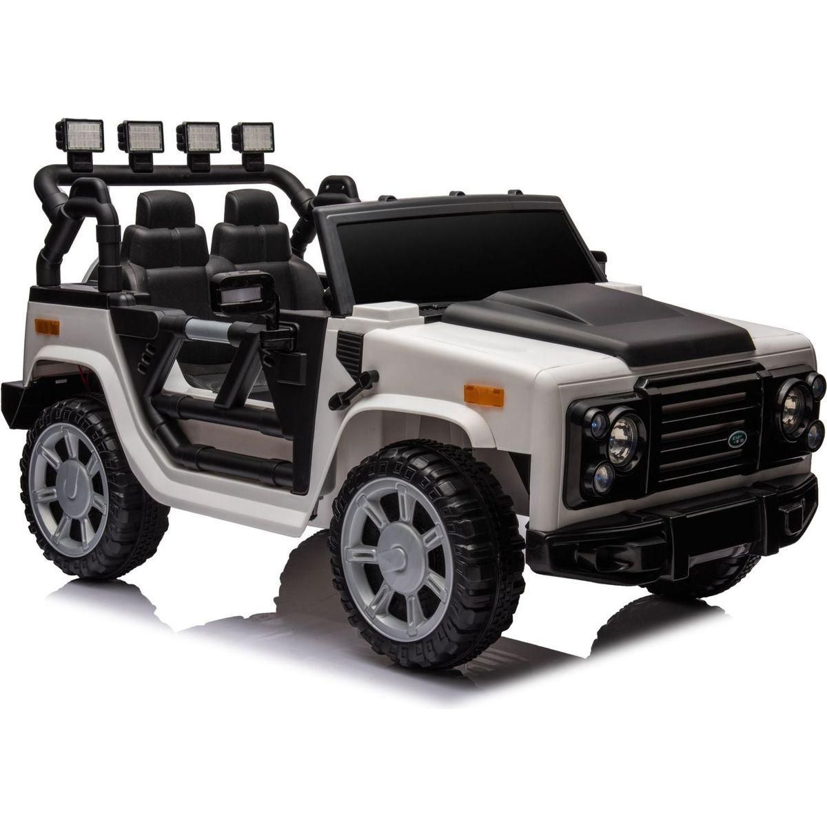 12v7a 30wx2 Four-wheel drive leather seat one button start,forward and backward, high and low speed, music, front light, power display, two doors can open, 2.4G R/C, seat belt four wheel absorber